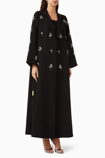 Floral-embellished Abaya in Polycrepe