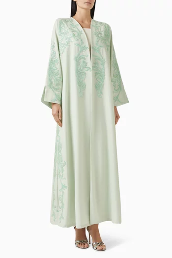 Bead-embellished Abaya in Cotton-twill