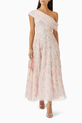 فستان سهرة ايفيريت بلوم بكتف مكشوف تول