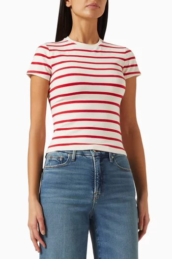 تي شيرت بقصة ضيقة قطن مطاطي للغاية