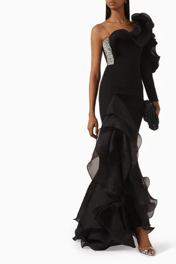 Ruffled Embellished Maxi Dress