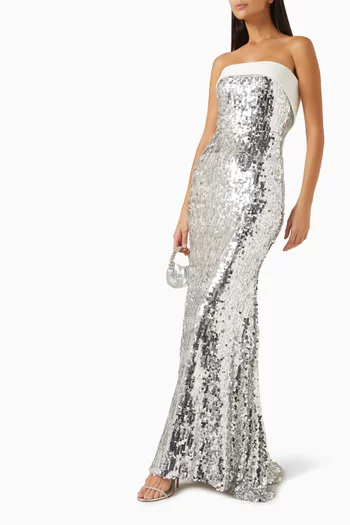 Sequin-embellished Gown in Velvet