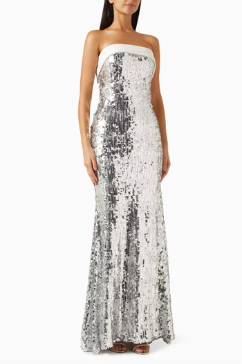 Sequin-embellished Gown in Velvet