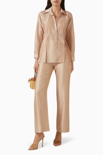 طقم بنطال وقميص مقسم بالألوان