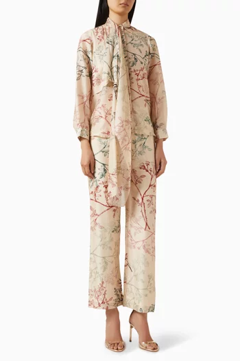 Scarf Shirt & Pants Set in Chanderi