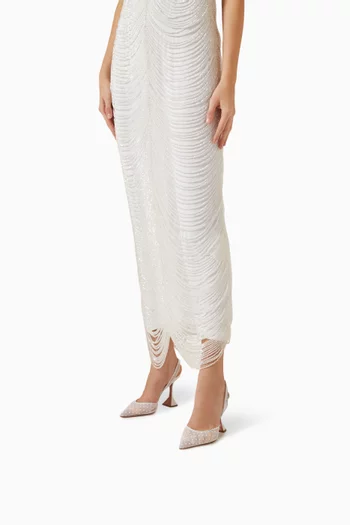 حذاء كلاسيك هولي بنقشة منقطة وكعب 90 مم دانتيل