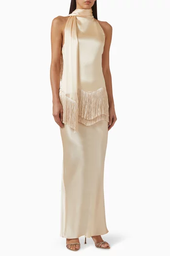 Khamsin Halter Maxi Dress in Silk-satin