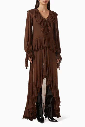 Kona Ruffled Maxi Dress in Georgette