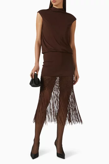 Bentu Fringed Mini Dress in Jersey