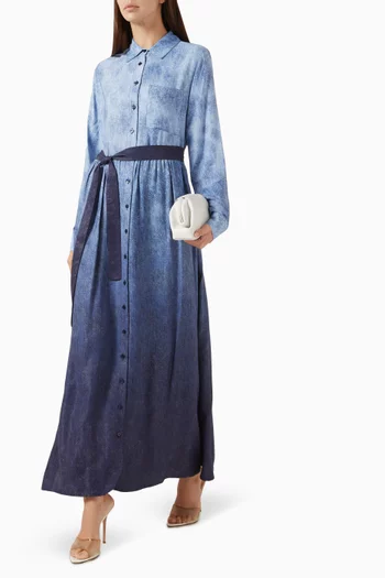 Belted Shirt Dress in Viscose-rayon