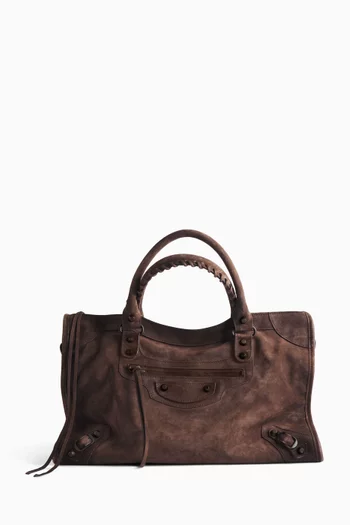 Medium Le City Bag in Waxed Suede