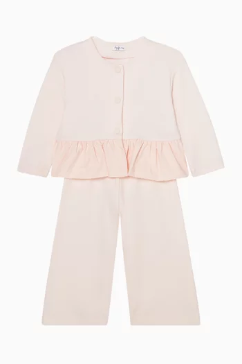 طقم بلوزة بكشكش وبنطال