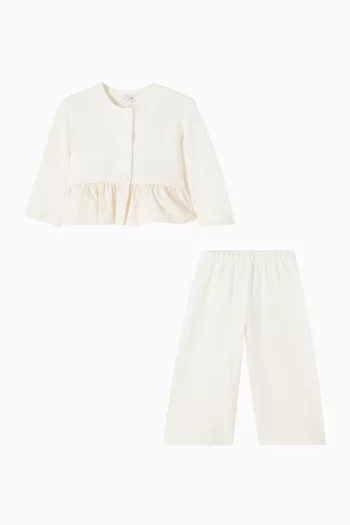 طقم بنطال وبلوزة بكشكش