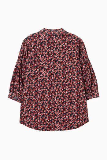 فستان بنمط قميص بنقشة زهور قطن