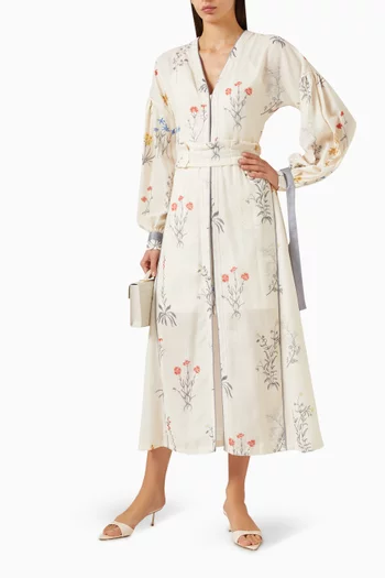 Floral-print Belted Dress