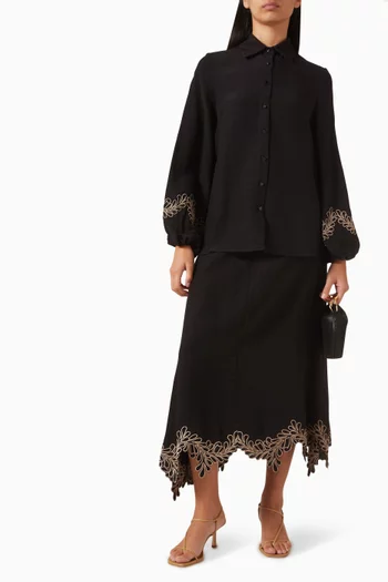 Shirt & Skirt Set in Silk