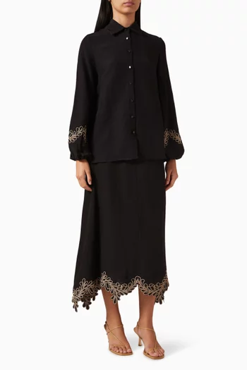 Shirt & Skirt Set in Silk