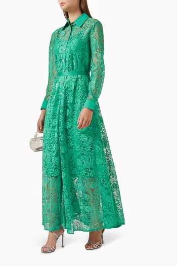Buttoned Shirt Maxi Dress in Lace