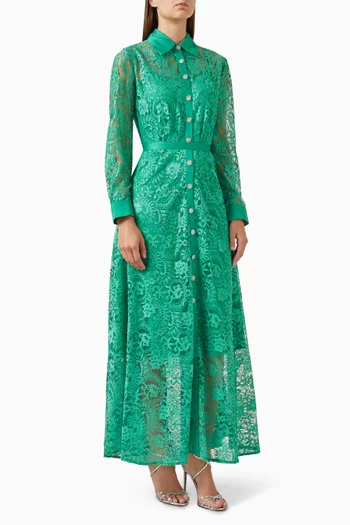 Buttoned Shirt Maxi Dress in Lace