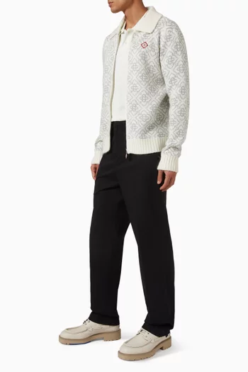 Monogram Zip Up Cardigan in Knit