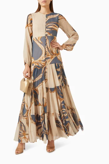 فستان طويل بنقشة زهور