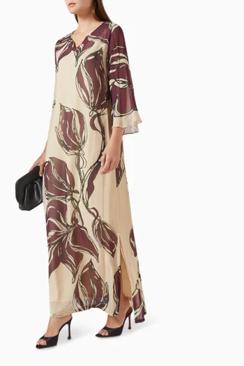 فستان طويل بنقشة زهور شيفون