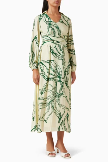 فستان طويل بتصميم ملفوف ونقشة زهور