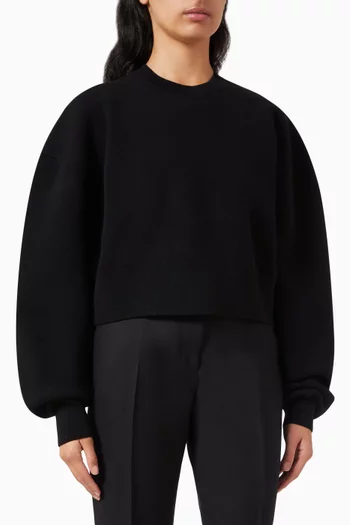 Sculptural Knit Sweatshirt in Virgin Wool Blend