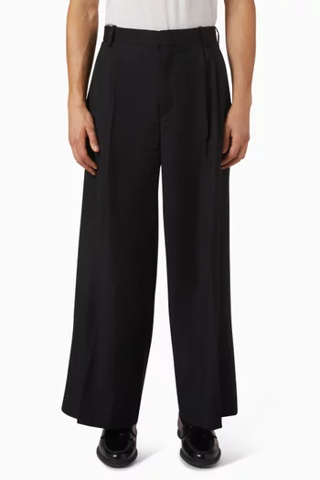 Pleated Wide-leg Pants in Wool