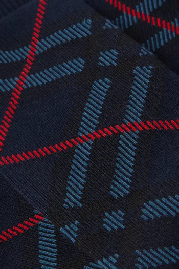 جوارب بنقشة مربعات نسيج قطن