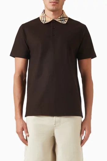 Check Collar Polo Shirt in Cotton