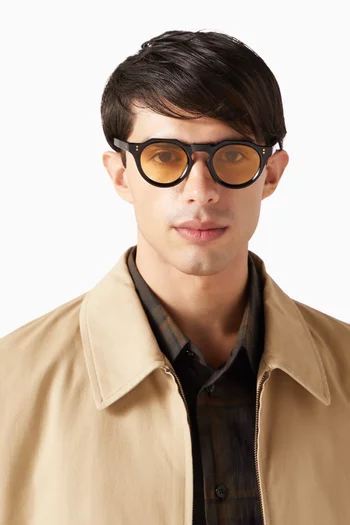 Monarch Onyx Round Sunglasses in Acetate