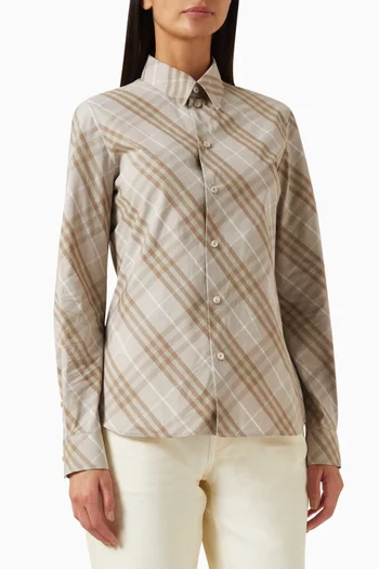 قميص بنقشة مربعات قطن