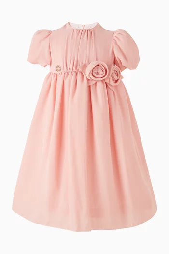 Floral-appliqué Dress in Chiffon