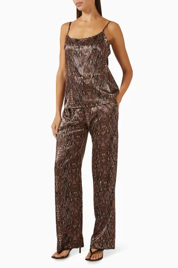 بلوزة كاميسول بنقشة جلد أفعى ستان