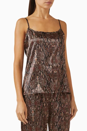 بلوزة كاميسول بنقشة جلد أفعى ستان