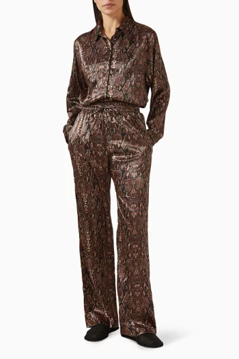 بنطال بنقشة جلد أفعى ستان