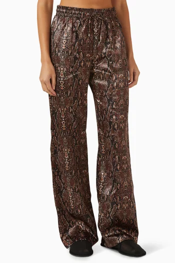 بنطال بنقشة جلد أفعى ستان