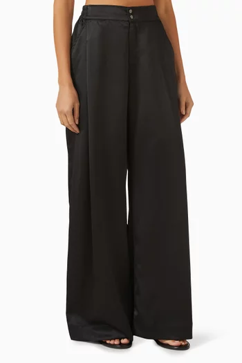 بنطال كلير بقصة ساق واسعة ستان