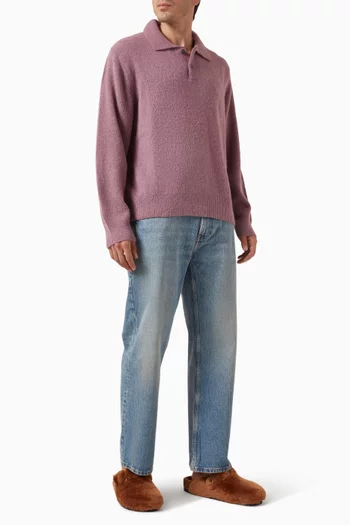 Brushed Polo Sweater in Alpaca Blend