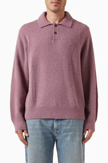 Brushed Polo Sweater in Alpaca Blend