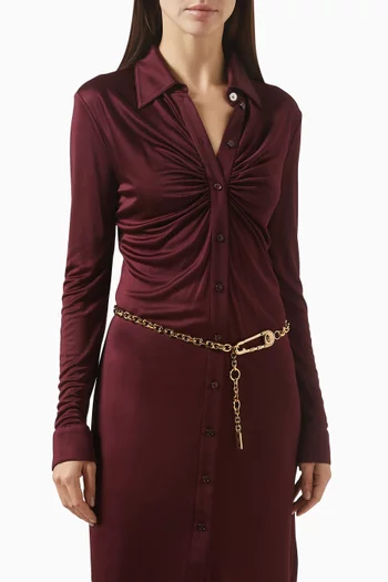 حزام سلسلة بحلية دبوس نحاس بلون ذهبي