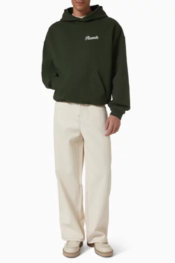 كنزة بغطاء رأس تيلور بشعار الماركة بخط متصل قطن عضوي