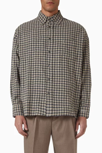 قميص روكو بنقشة مربعات وتصميم مجعد