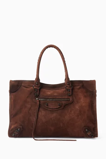 Large Le City Bag in Waxed Suede
