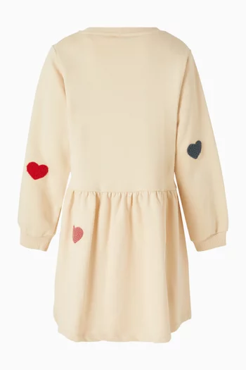 Lou Heart-motif Dress in Organic Cotton-terry