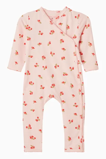 Newborn Printed Onesie in Organic Cotton-blend