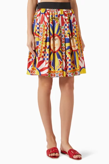 Caretto-print Midi Skirt in Silk
