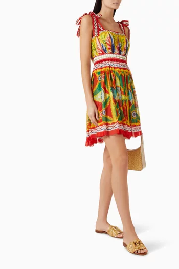 Caretto-print Mini Dress in Silk