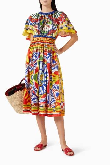 Caretto-print Midi Dress in Silk